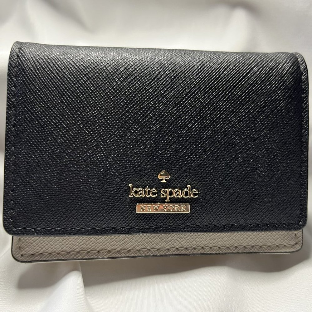 Kate Spade New YorkLeather Small Wallet Black & Cream